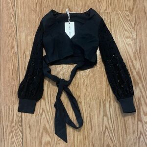 Elegant Black Tie-Front Blouse